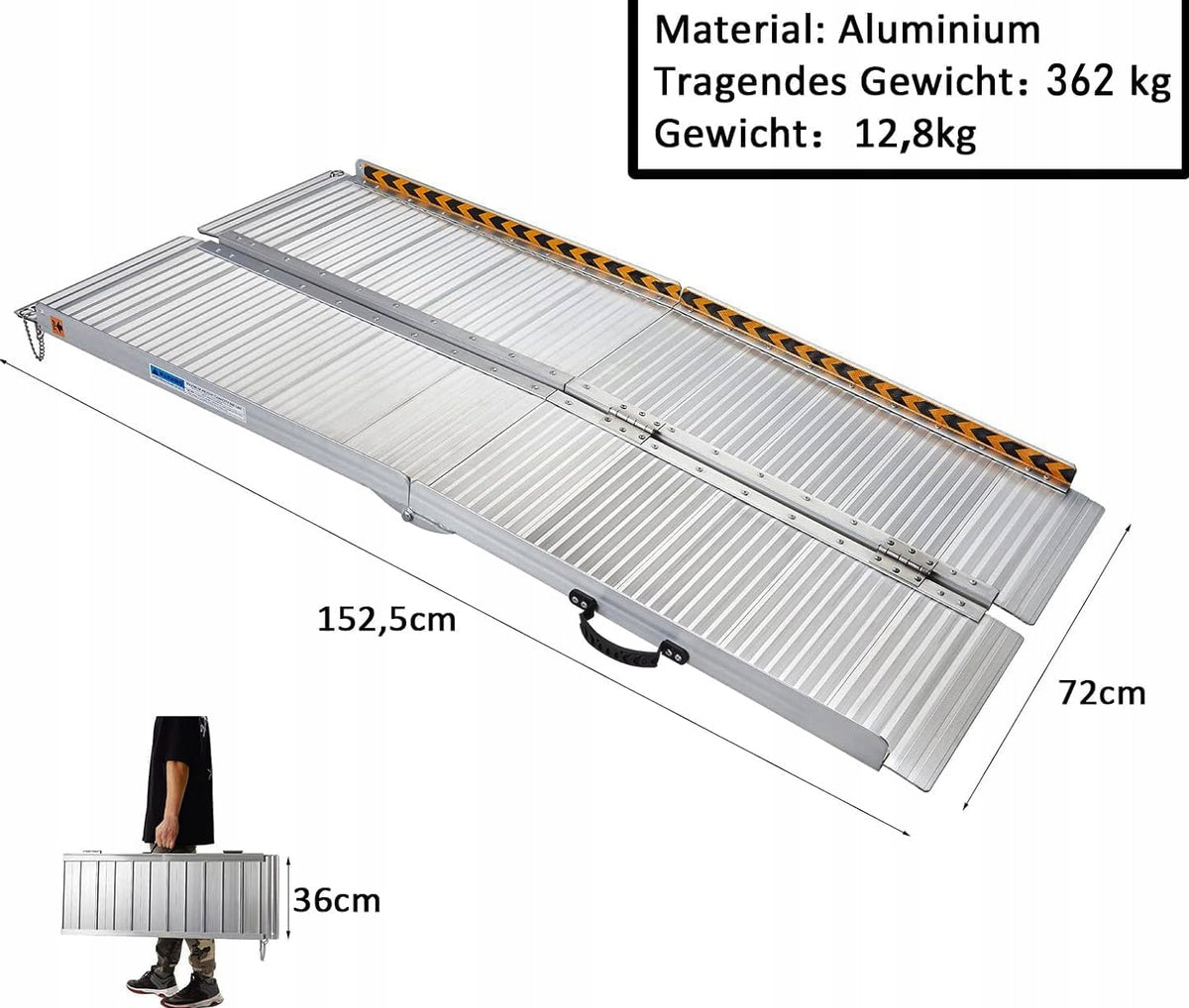ALUMINUM THRESHOLD RAMP FOLDING FOR MOTORCYCLE STROLLERS 152X72 362KG EAN (GTIN) 5907138030433