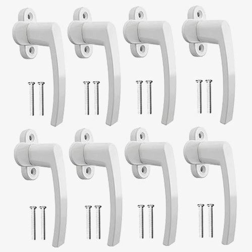 ALUMINUM WINDOW DOOR HANDLE WHITE FOR PVC DOOR SET OF 8 PCS STEEL