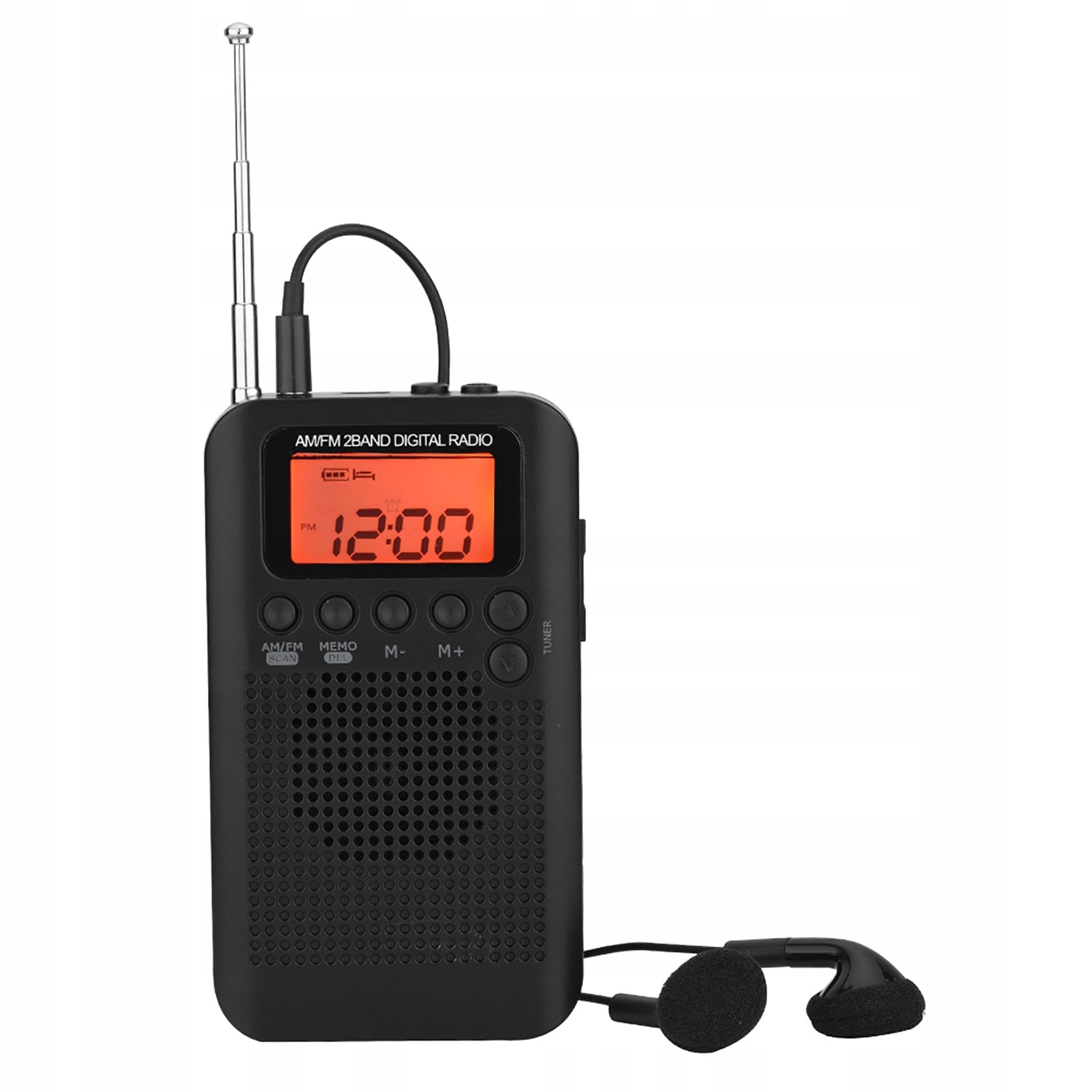 AM/FM LCD Radio Portable Pocket Analog USB Black
