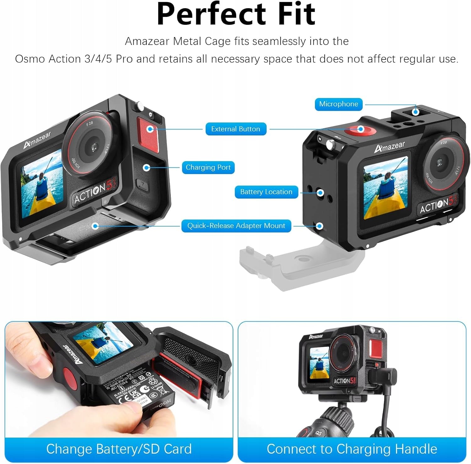 AMAZEAR PROTECTIVE CAGE FOR DJI OSMO ACTION 3 4 5 PRO METAL HOUSING Packaging status original