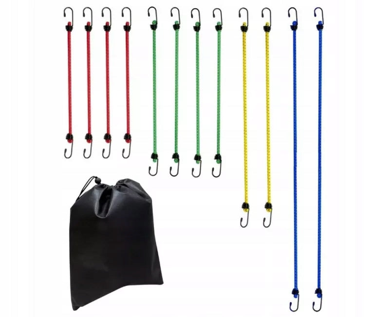 AMAZON BASICS RUBBER CORDS FOR BUNGEE TRANSPORT 12PCS