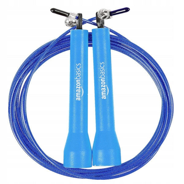 AMAZON BLUE JUMP ROPE ADJUSTABLE 29.97x 2.49x 2.49 EASY ADJUSTMENT Color blue
