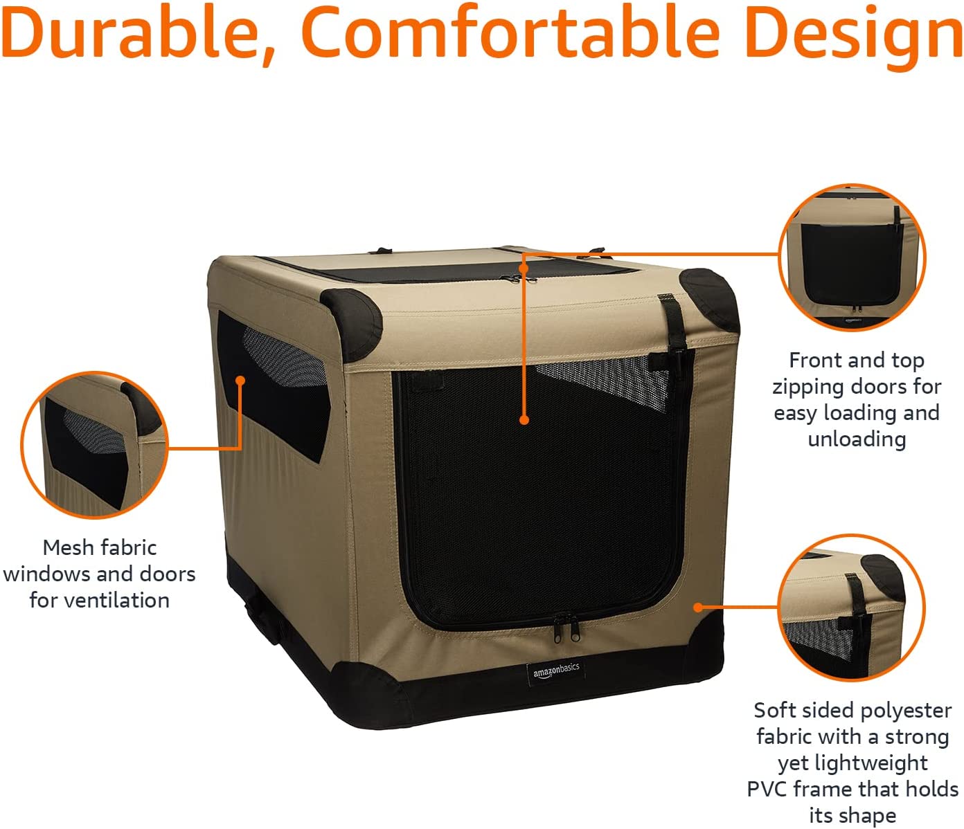 AMAZON FOLDING DOG TRANSPORTER BEIGE FOLDING LARGE 82x58x58 CM Brand no brand