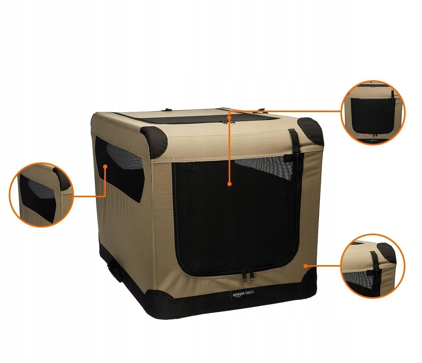AMAZON FOLDING DOG TRANSPORTER BEIGE FOLDING LARGE 82x58x58 CM Product height 58 cm