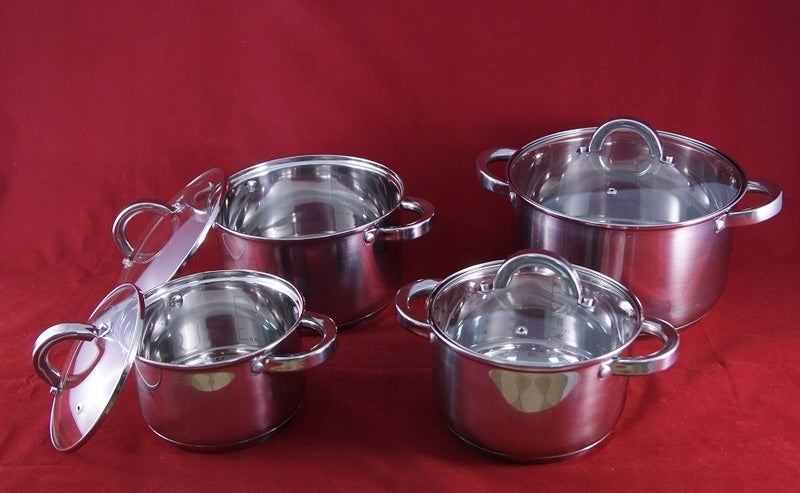 AMBITION 8 POTS STAINLESS STEEL BERRY STEEL POT SET FOR INDUCTION GAS Brand Ambition
