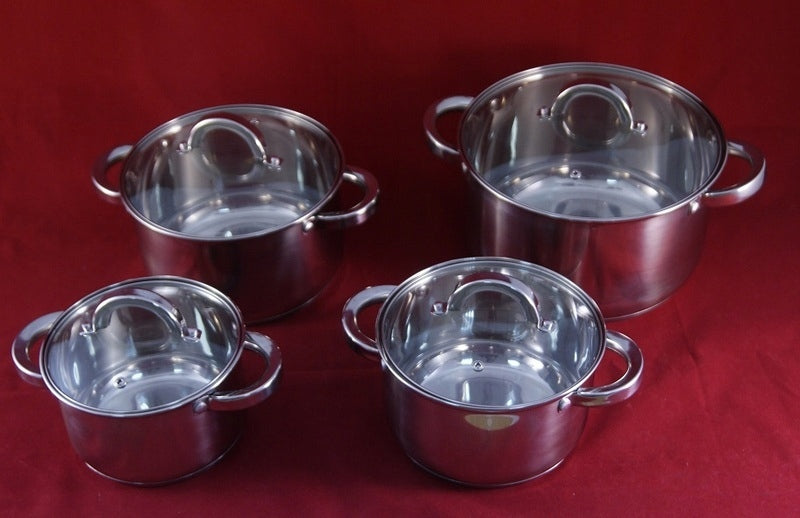 AMBITION 8 POTS STAINLESS STEEL BERRY STEEL POT SET FOR INDUCTION GAS Packaging status original