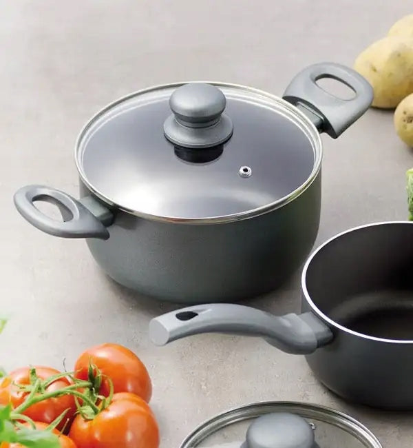 AMBITION GRAPHITE Set of pots with lids 20, 24, 28 cm + Roundabout 16 cm Manufacturer code AMBGR2
