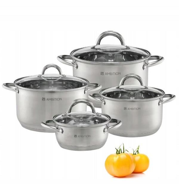 AMBITION SOLAR POT SET 8 EL LIDS STAINLESS STEEL INDUCTION