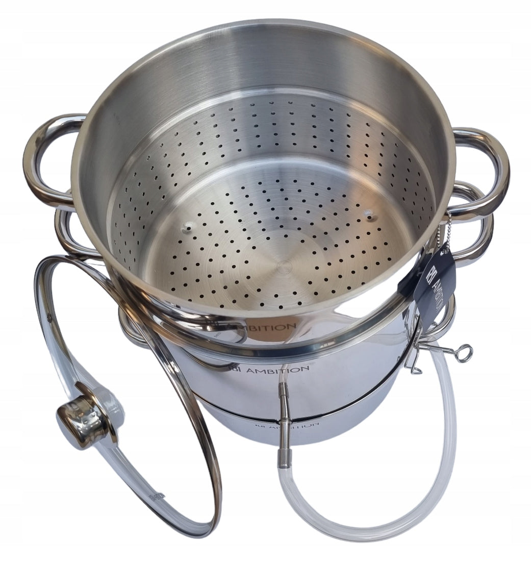 AMBITION STEAM JUICER 3in1 8L + STEAMER steam pot INDUCTION GAS NDZ Manufacturer code AMBITION GARNEK DO SOKÓW NA PARĘ WINSTON