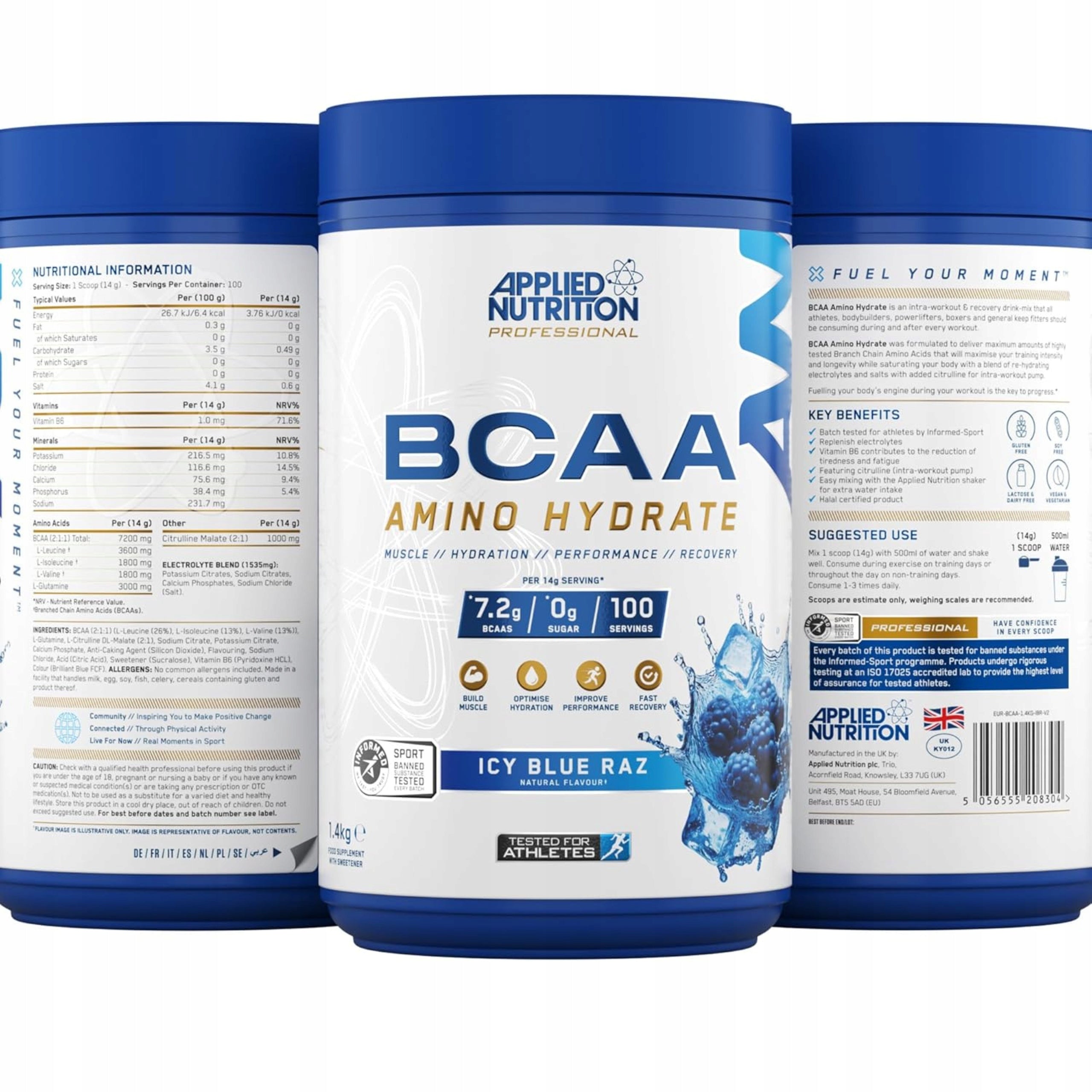 AMINO ACIDS APPLIED NUTRITION BCAA AMINO HYDRATE STRENGTH REGENERATION POWER 1400g EAN (GTIN) 5056555208304