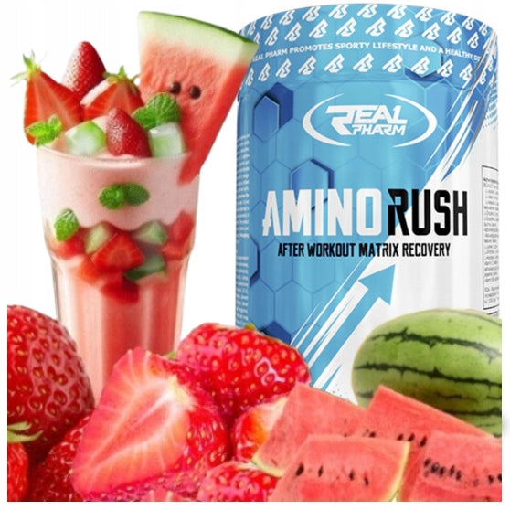 AMINO ACIDS BCAA BETA ALANINE Real Pharm Amino Rush 500g STRAWBERRY WATERMELON