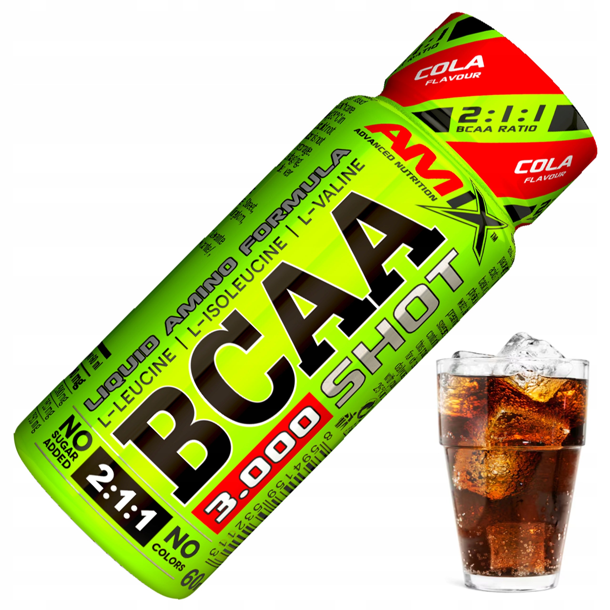 AMINO ACIDS BCAA LIQUID AMPOULE Amix Shot 3000 mg - COLA Strong! KOLA Packaging status original