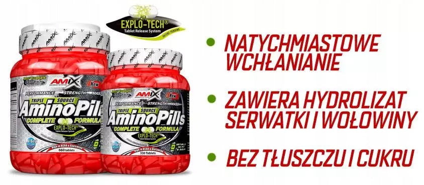 AMINO ACIDS IN TABLETS Regeneration of 3 protein sources - Amix Amino Pills Expiration date at least 1 year from the date of purchase