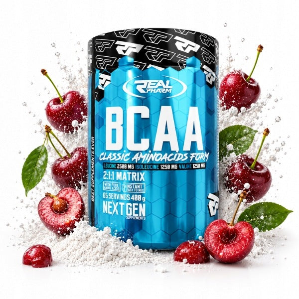 AMINO ACIDS powder BCAA regeneration Real Pharm BCAA 400g CHERRY LEMONADE