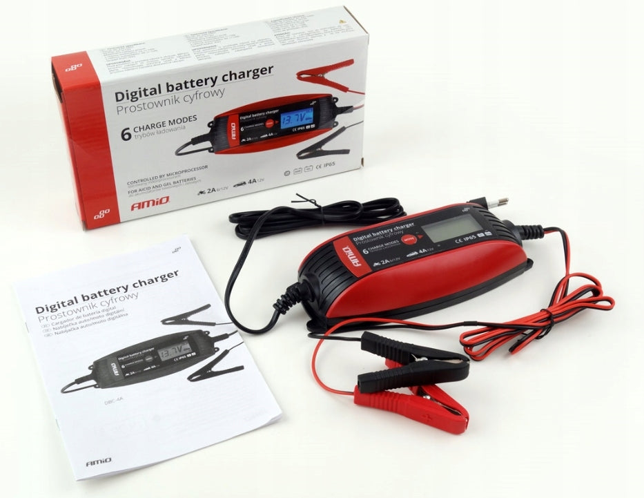 AMIO Rectifier Charger with Display for Gel Battery 6/12V 4A Packaging status original