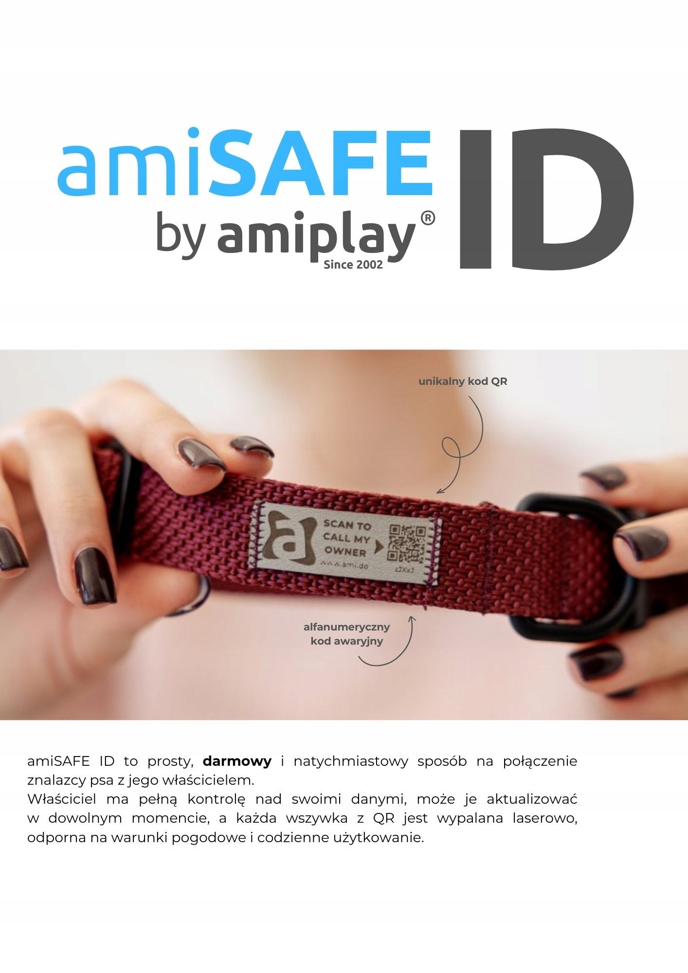 AMIPLAY Daydream Adjustable Guard Harness with Handle and QR Address Box Blue M Brand Amiplay
