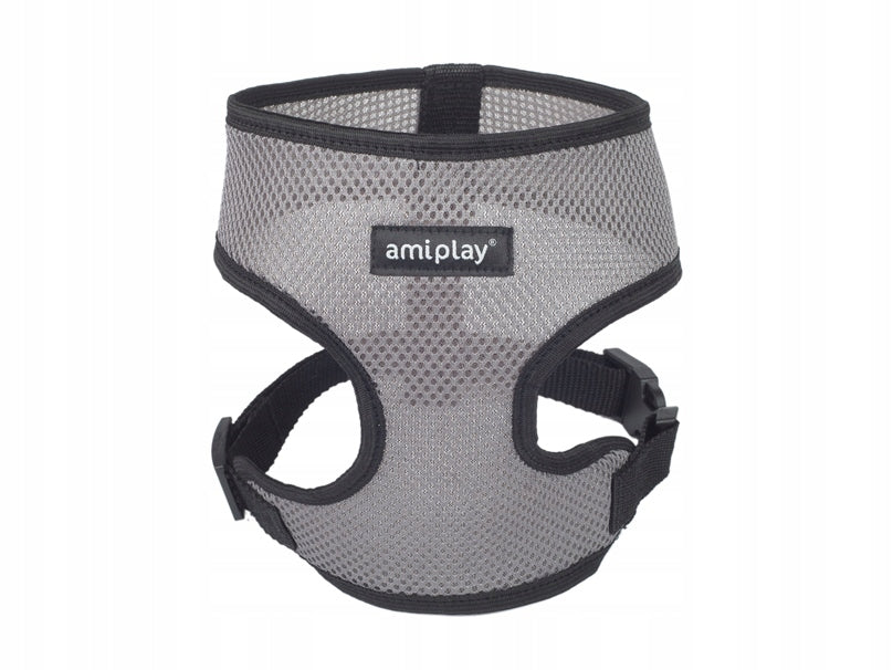 AMIPLAY Dog Harness Chihuahua York Pressure-Free Breathable XS Grey Type adjustable