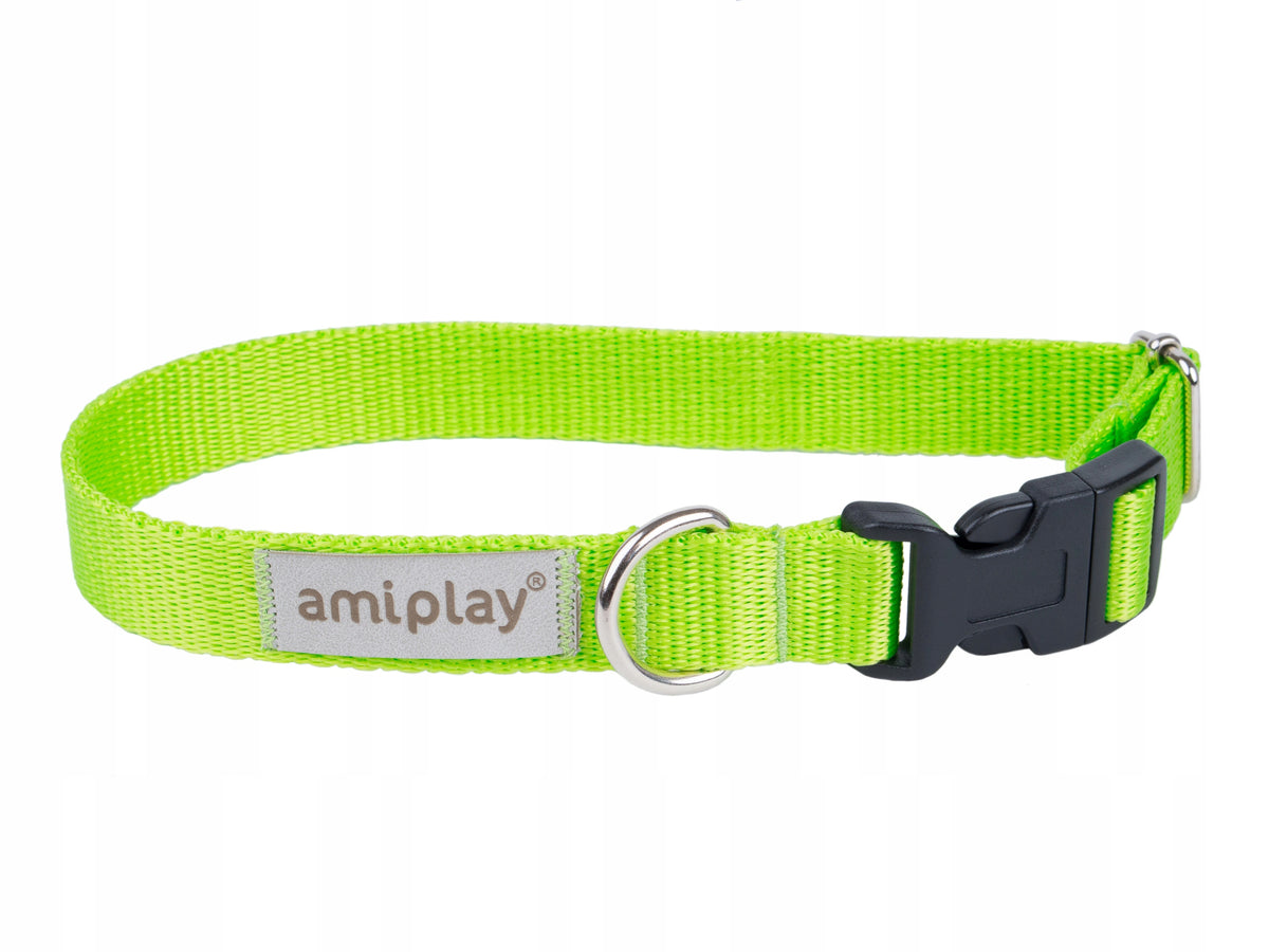 AMIPLAY Dog collar adjustable Roz S circumference 20-35 cm x 1,5cm GREEN