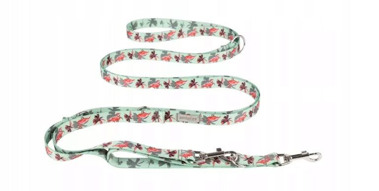 AMIPLAY LEASH ADJUSTABLE 8IN1 BEHAPPY M FLAMINGO