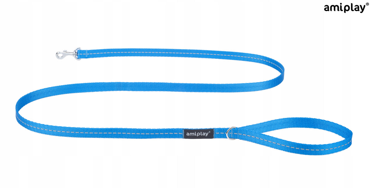 AMIPLAY Reflective Dog LANYARD Reflective Roz. S Blue Brand Amiplay