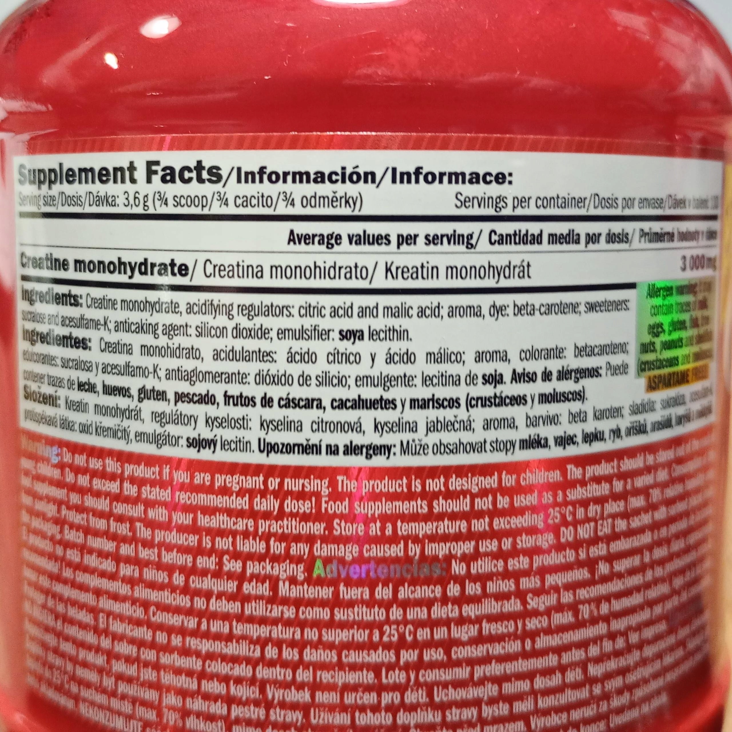 AMIX CREATINE MONOHYDRATE Creatine Monohydrate Micronized Forest Fruit Expiration date at least six months from the date of purchase