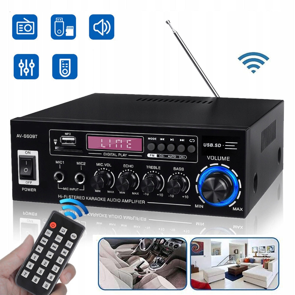 AMPLIFIER FOR SPEAKERS BLUETOOTH RADIO 5.0 3000W 230V Model DZA0100STVEL