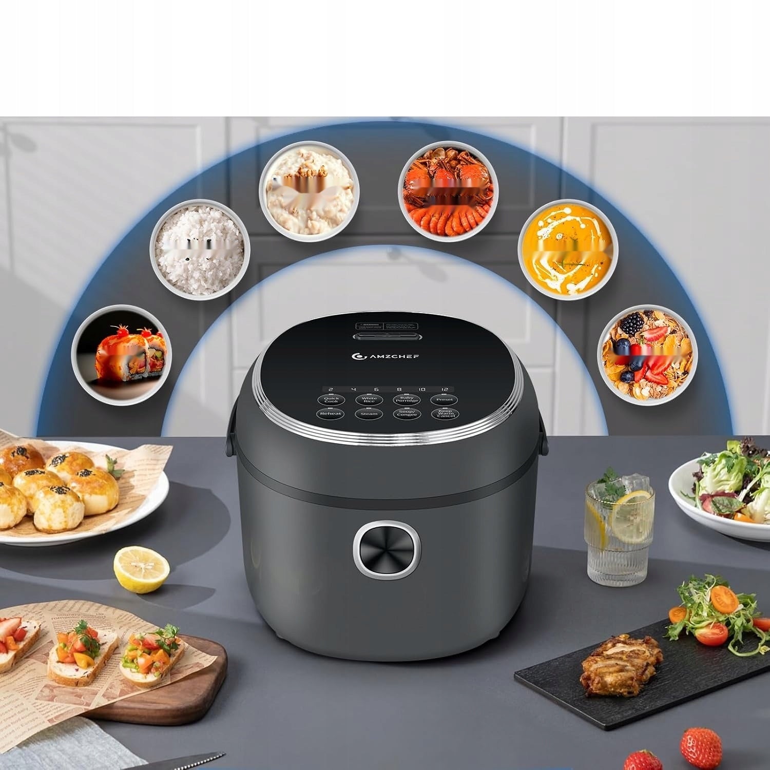 AMZCHEF Mini Cuiciriso 2L CE-DFB-P20H1-DG - multifunctional mini rice cooker Brand Amzchef