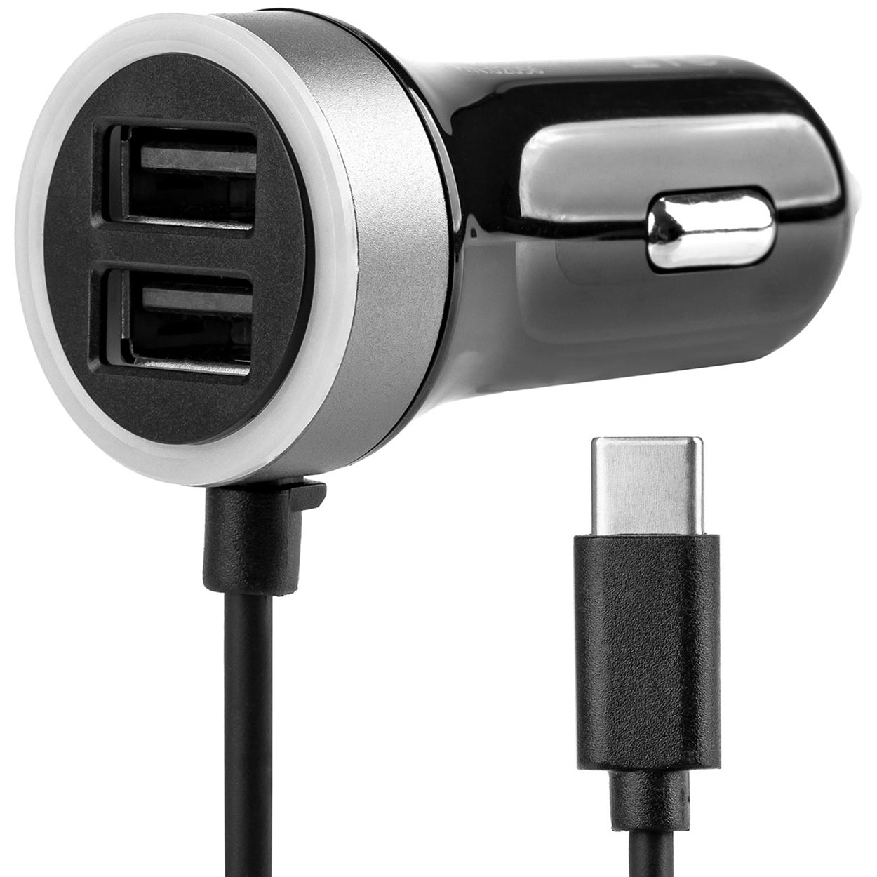 AMiO-02058 Car charger 2x usb type C USB-C 12V 24V for car travel