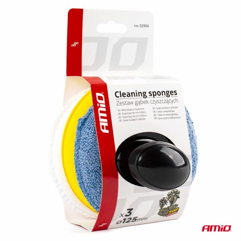AMiO-02904 Set of 3pcs car paint polishing sponges microfiber