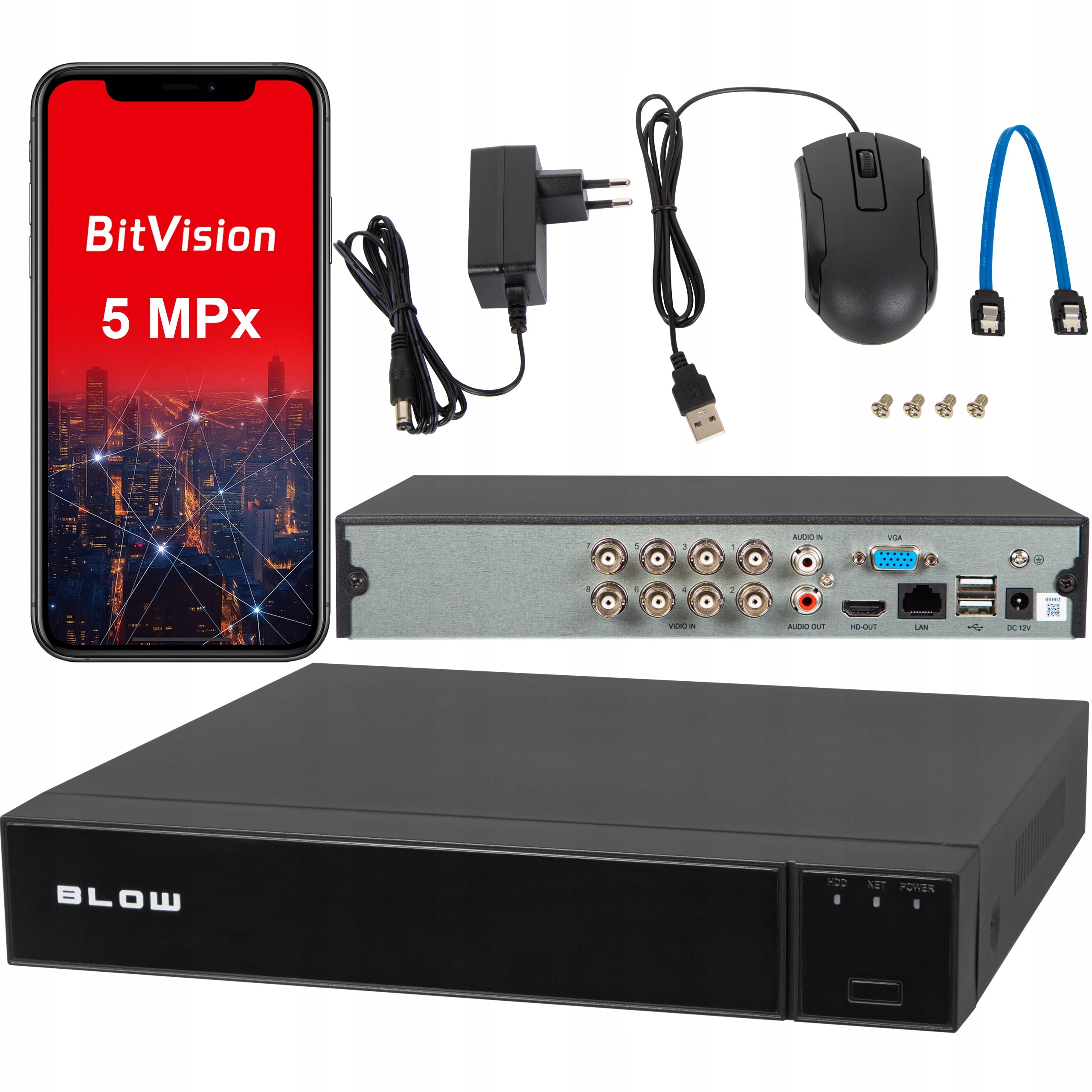 ANALOG MONITORING RECORDER FOR 8 HYBRID CAMERAS 5in1 XVR BNC AHD 5MP