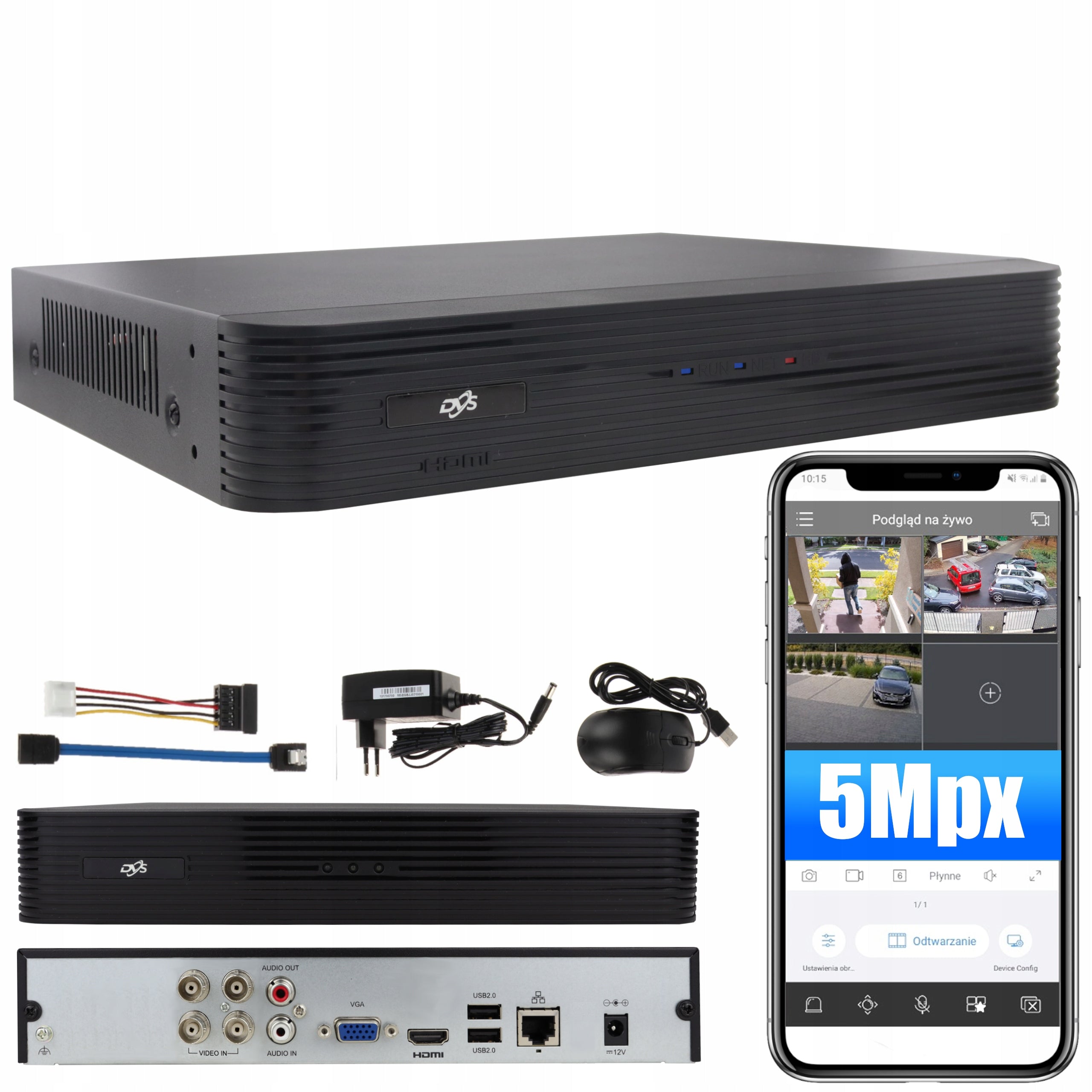 ANALOG RECORDER FOR MONITORING 4 CHANNELS 5MPx DVS REMOTE PREVIEW DVS