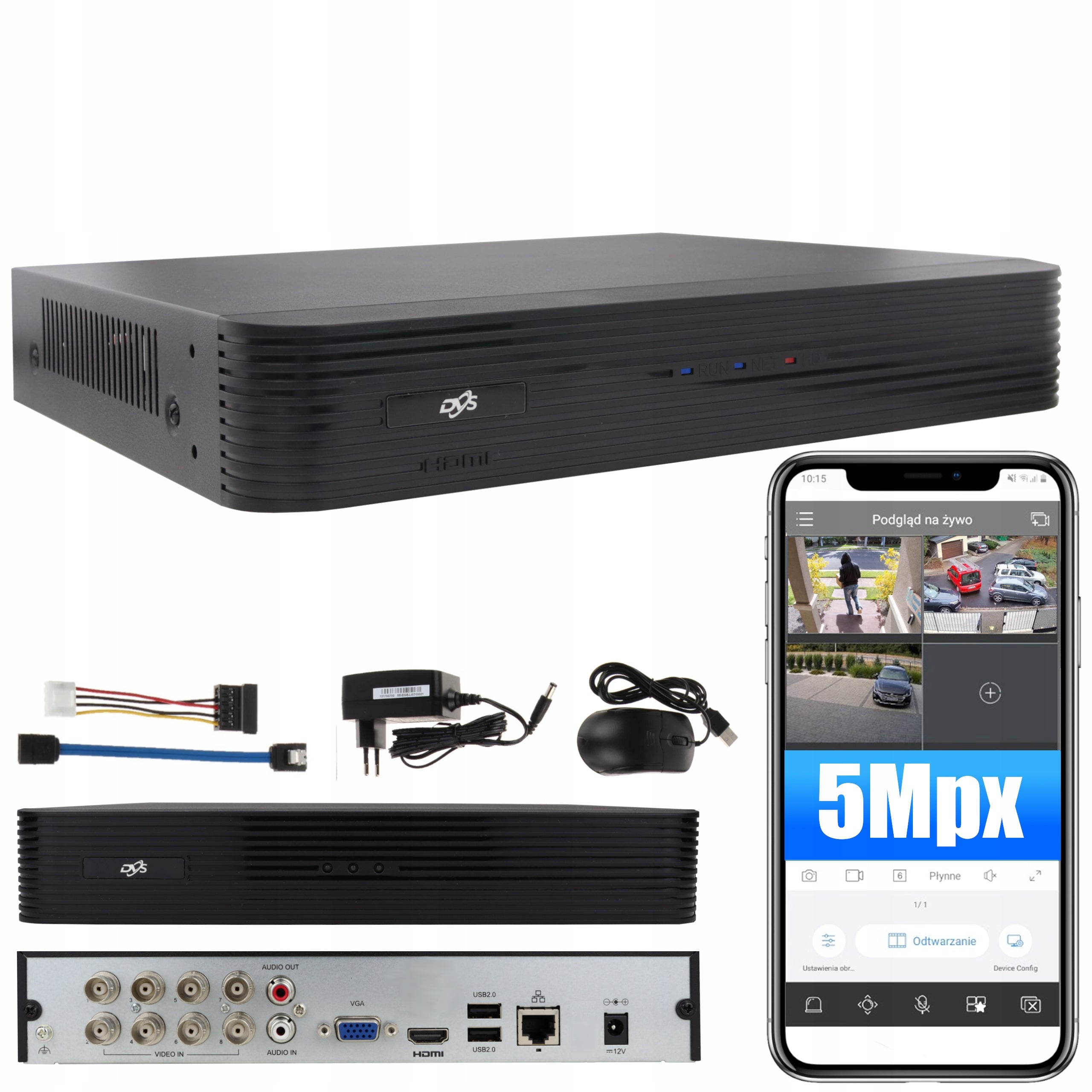 ANALOG RECORDER FOR MONITORING 8 CHANNELS 5MPx DVS REMOTE PREVIEW DVS