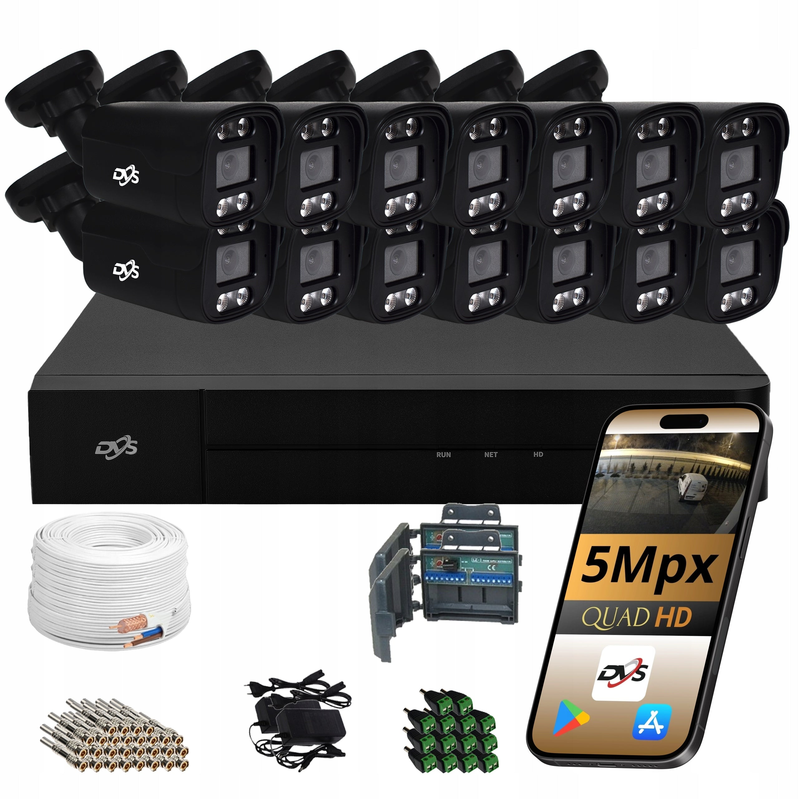 ANALOG SET 14 CAMERAS 5MPX EXTERNAL BLACK TUBE RECORDER
