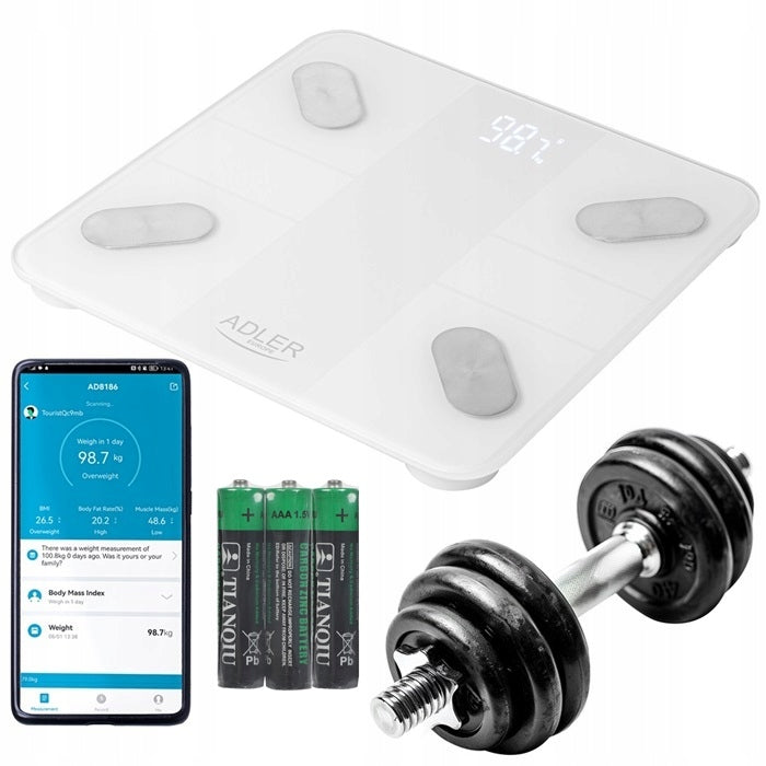 ANALYTICAL BATHROOM SCALE 180KG SMART-TUYA BLUETOOTH AD8186