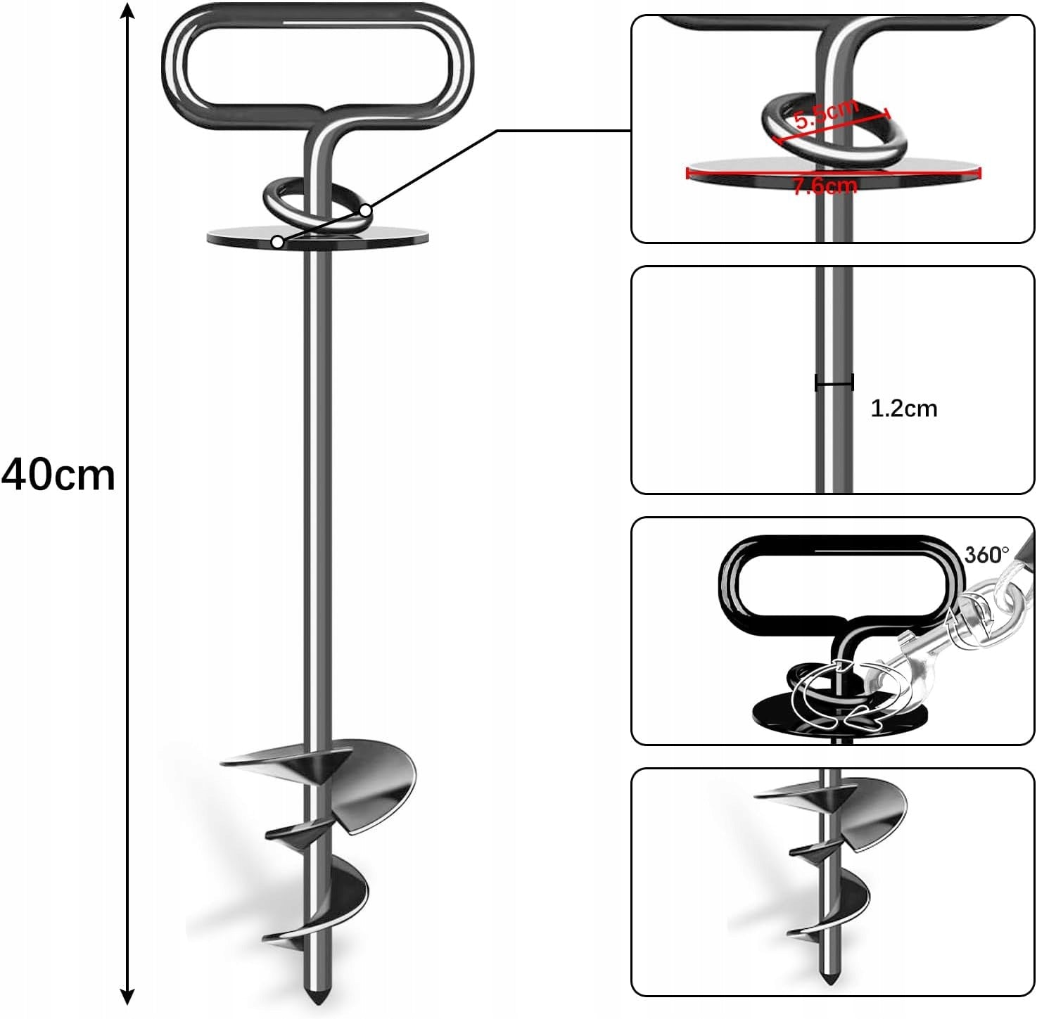 ANCHOR FOR SCREWING INTO THE GROUND HOLDING THE DOG ON A LEASH GARDEN WALK 40cm 360° Brand no brand