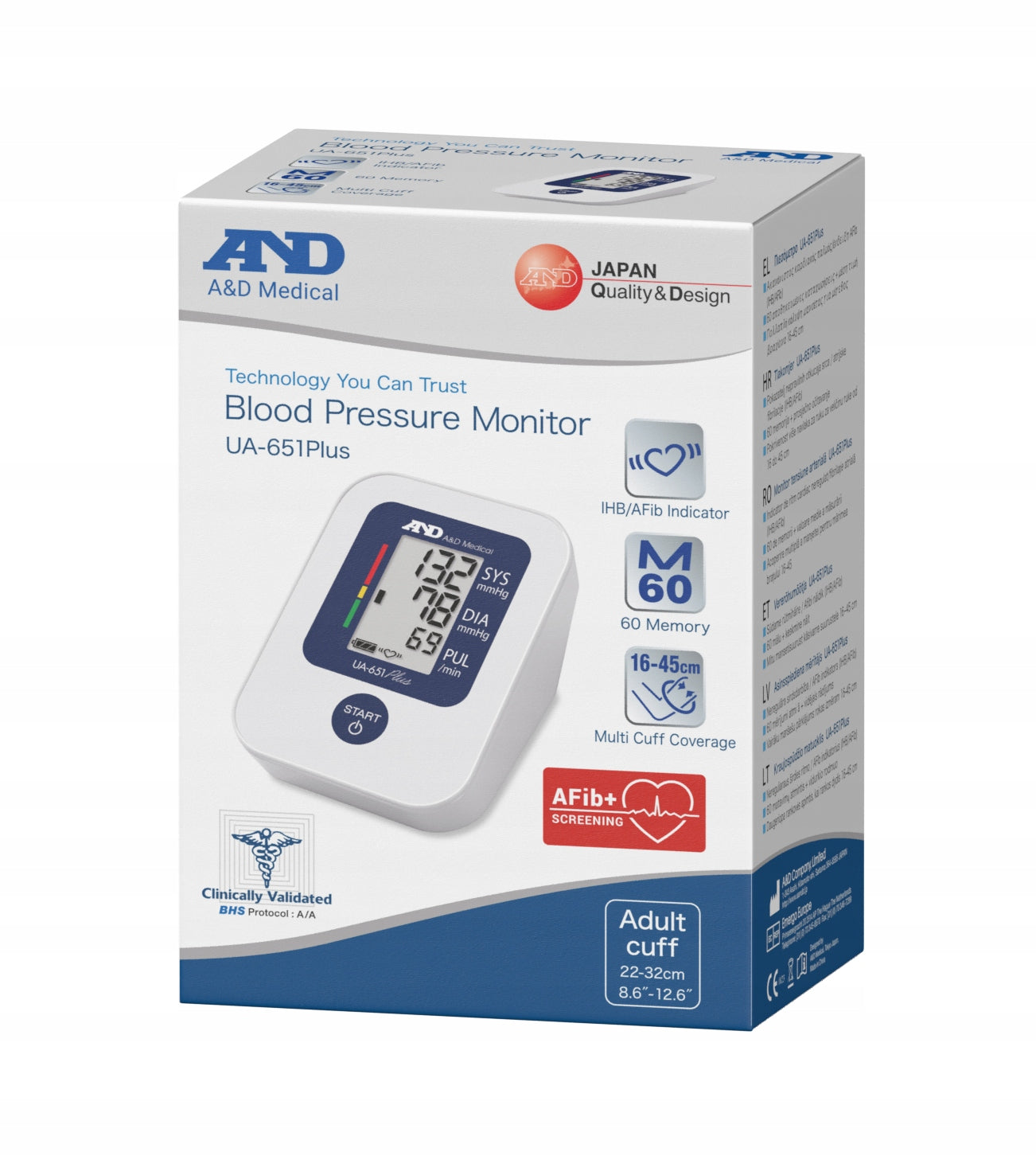 AND Automatic shoulder blood pressure monitor UA-651 Plus 1 piece + POWER SUPPLY
