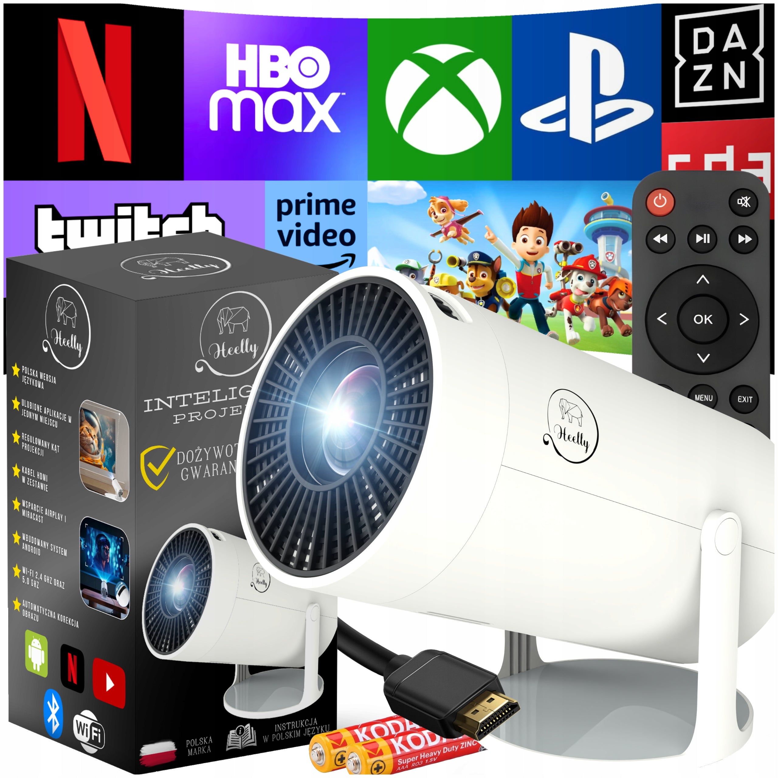 ANDROID PROJECTOR 4K MINI PORTABLE PROJECTOR WIFI SMART TV ROTATING LED FHD