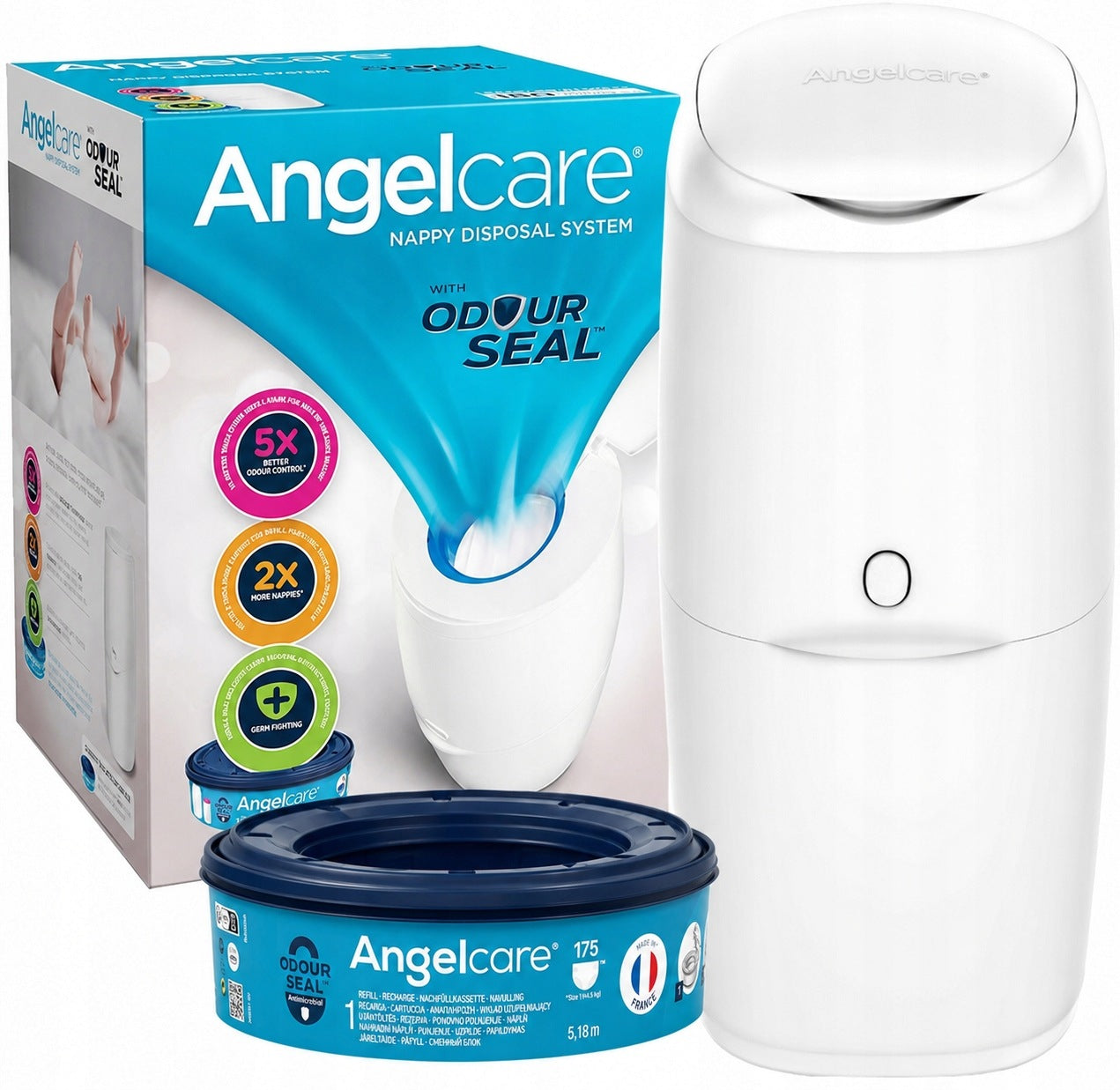 ANGELCARE CONTAINER BASKET FOR USED DIRTY DIAPERS + 1 CLASSIC CARTRIDGE