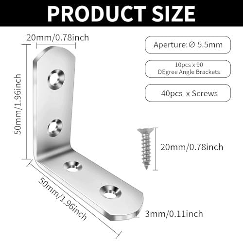 ANGLE BRACKET L STAINLESS STEEL 50X50 MM FOR FURNITURE 10 PCS METAL Manufacturer code SWC5908151499702