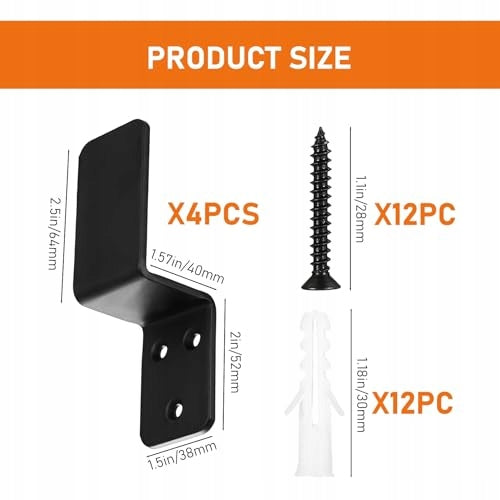 ANGLE BRACKETS WITH DOOR BARRICADE STEEL SAFETY 4 PIECES Manufacturer code Bez marki