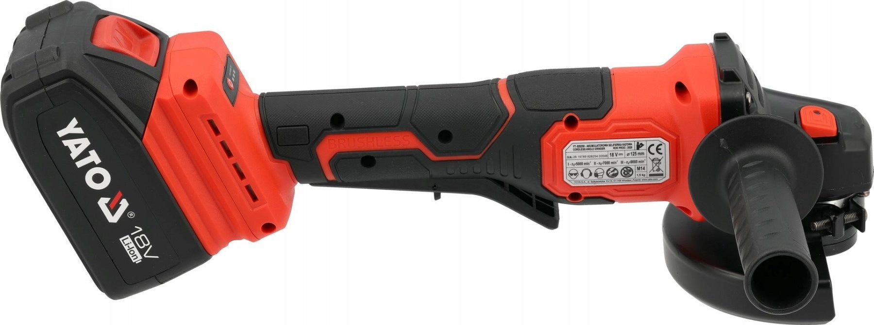 ANGLE GRINDER 125mm CORDLESS 18V 4Ah SOFT START BRUSHLESS YATO Brand Yato