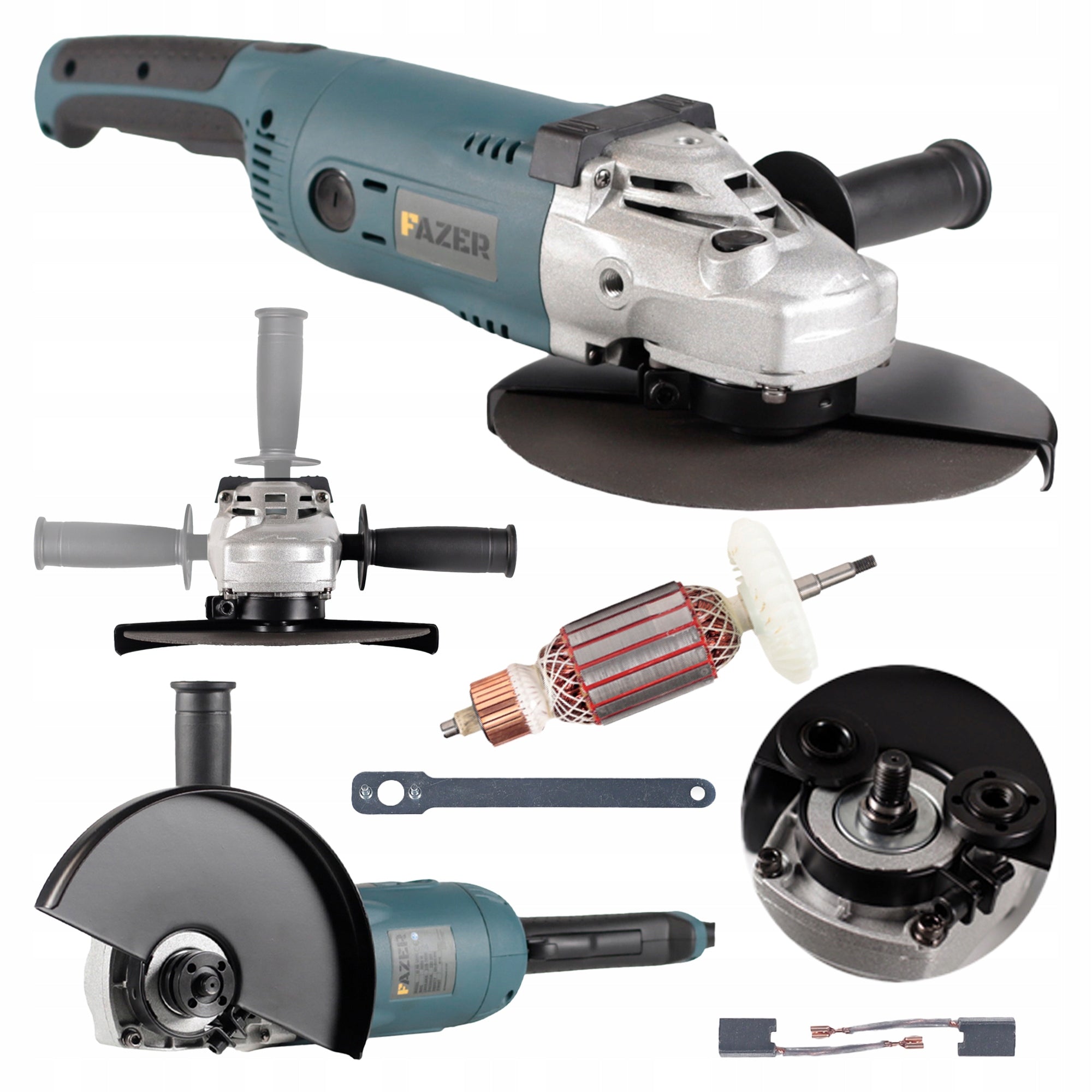 ANGLE GRINDER 230MM DIAX FREE START FOR CONCRETE STEEL STRONG + SET Packaging status original