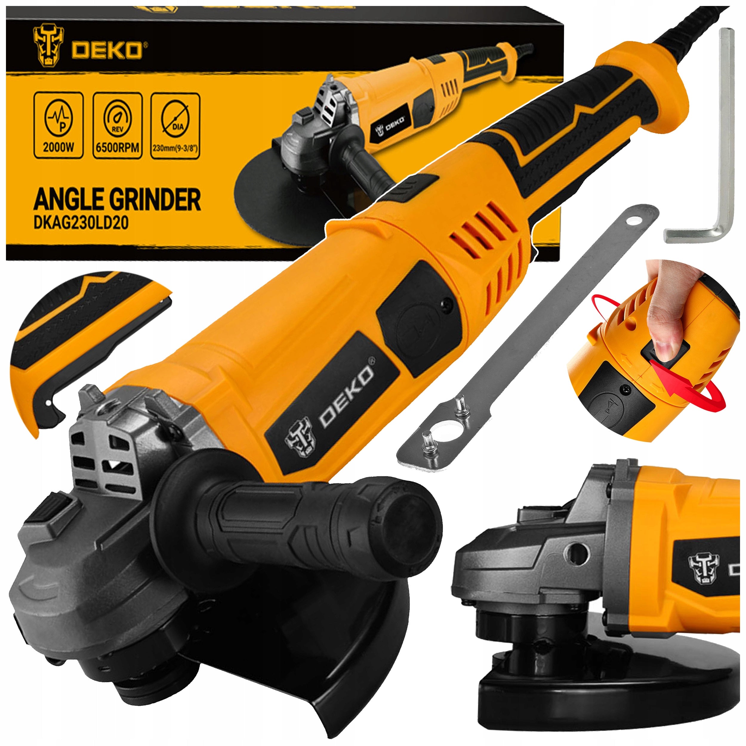 ANGLE GRINDER ANGLE 2000 IN 230 MM STRONG SHIELD DEKO