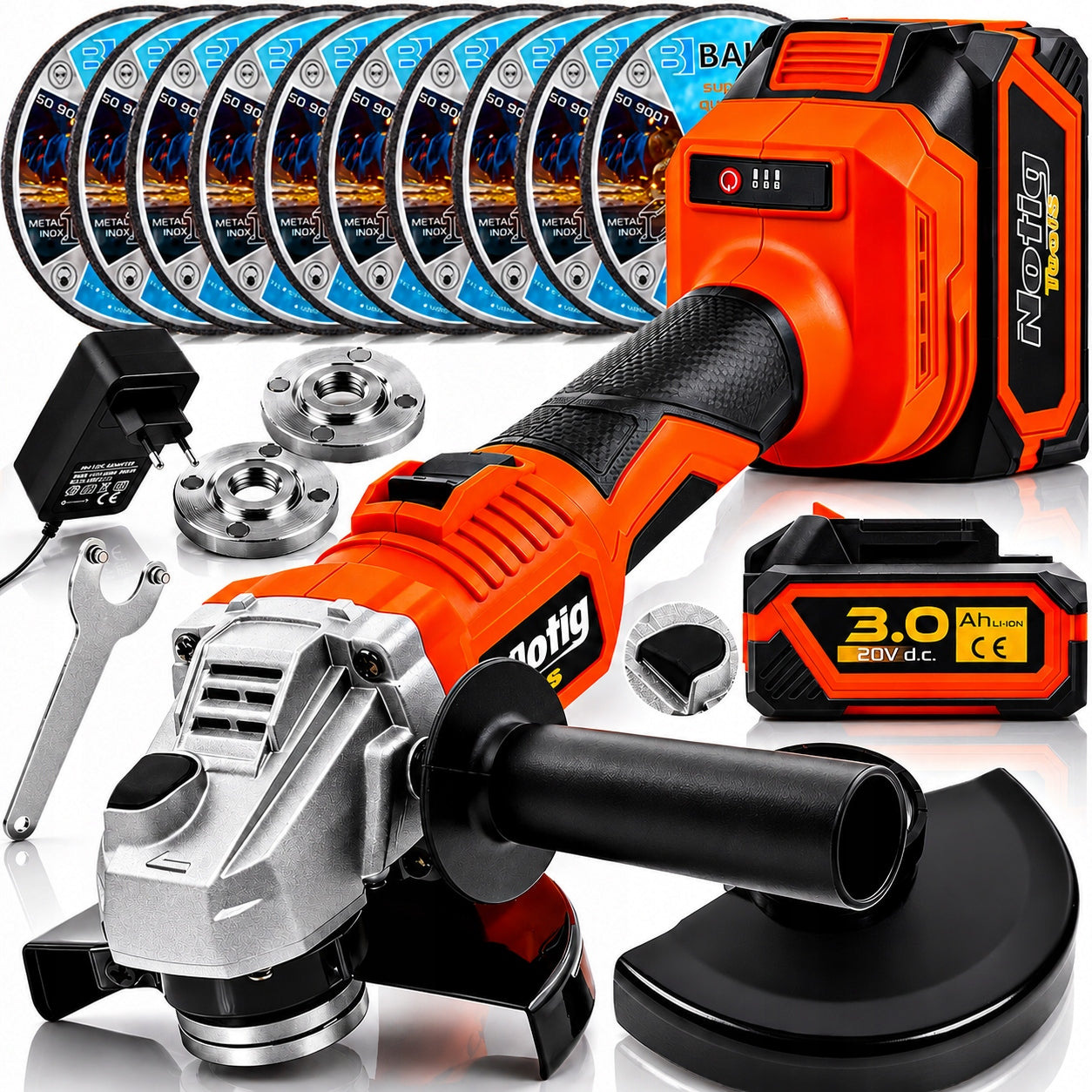 ANGLE GRINDER CORDLESS ANGLE 125mm DIAX +2 AKU 3.0AH +10x DISC
