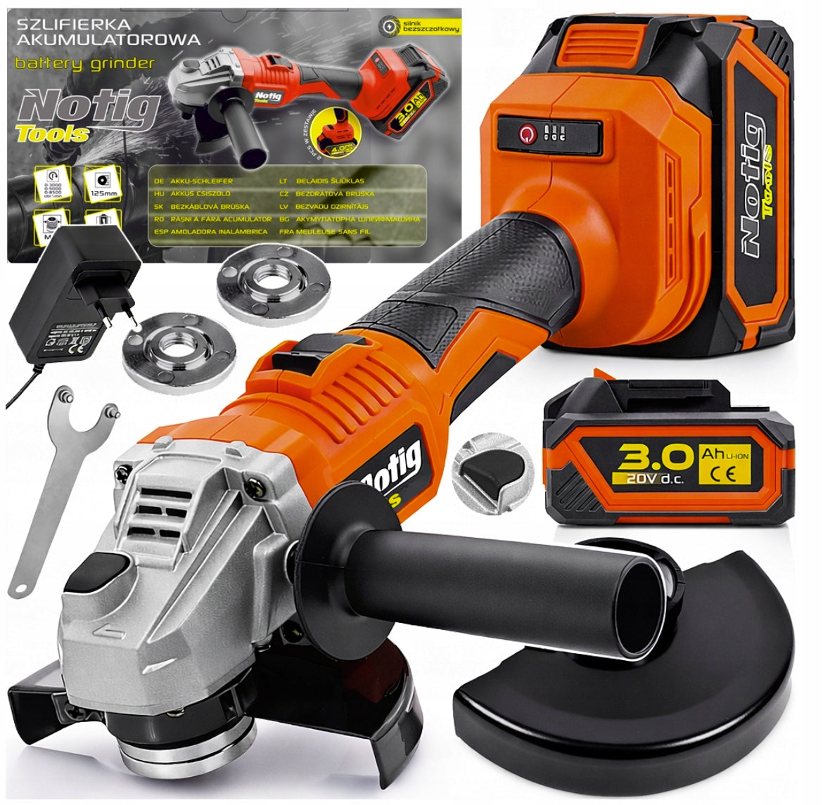 ANGLE GRINDER CORDLESS ANGLE DIAX + 2 AKU 3.0AH CHARGER SET