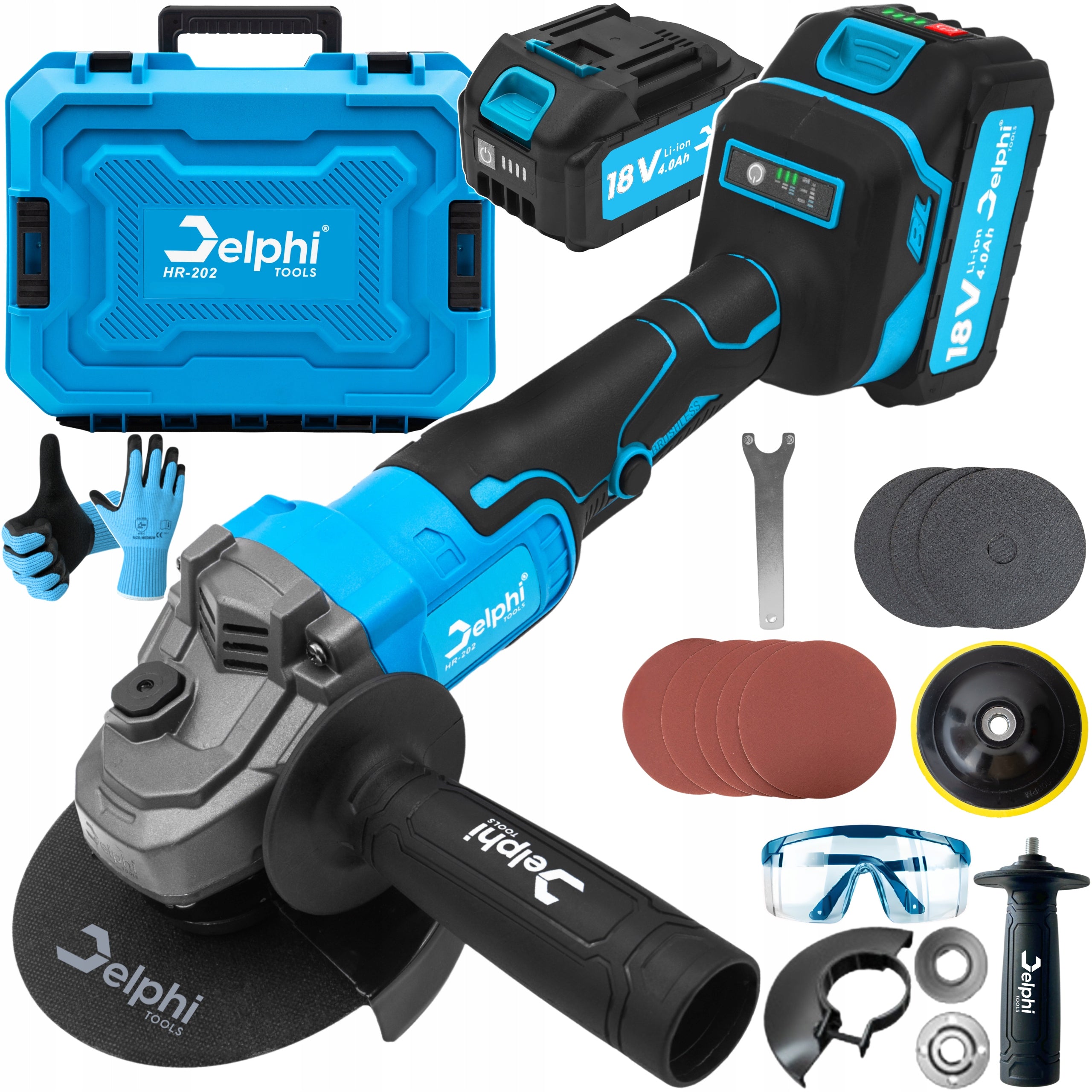 ANGLE GRINDER CORDLESS BRUSHLESS RUBBER ANGLE 1xAKU 4.0Ah