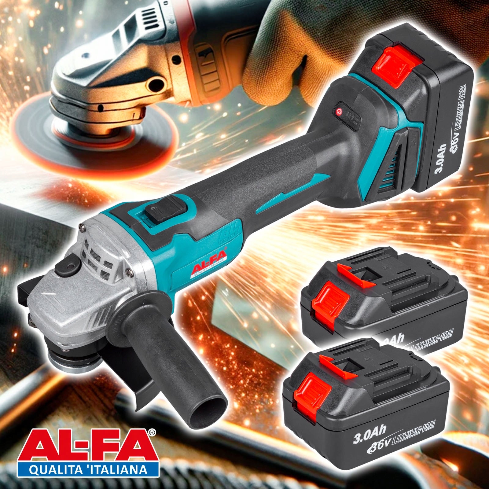 ANGLE GRINDER CORDLESS BRUSHLESS RUBBER ANGLE 2XAKU 4AH POWER EAN (GTIN) 5901122704928