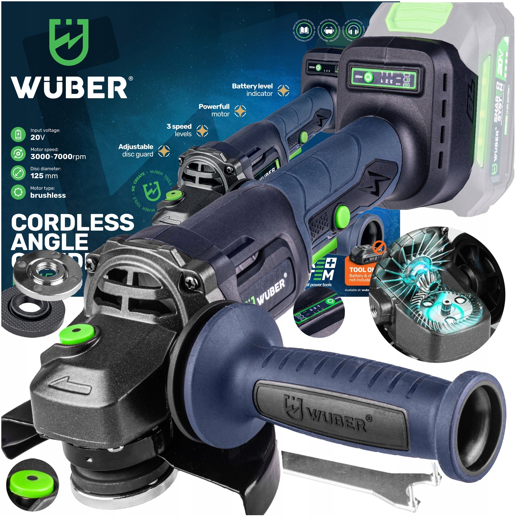 ANGLE GRINDER CORDLESS DIAX HEAD COVER ACCESSORIES WUBER