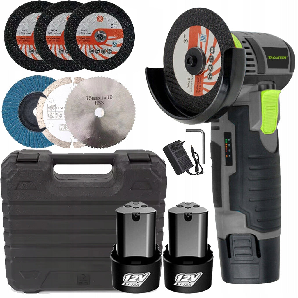 ANGLE GRINDER FOR CUTTING CORDLESS 19500 RPM 6 DISCS SET 2x AKU