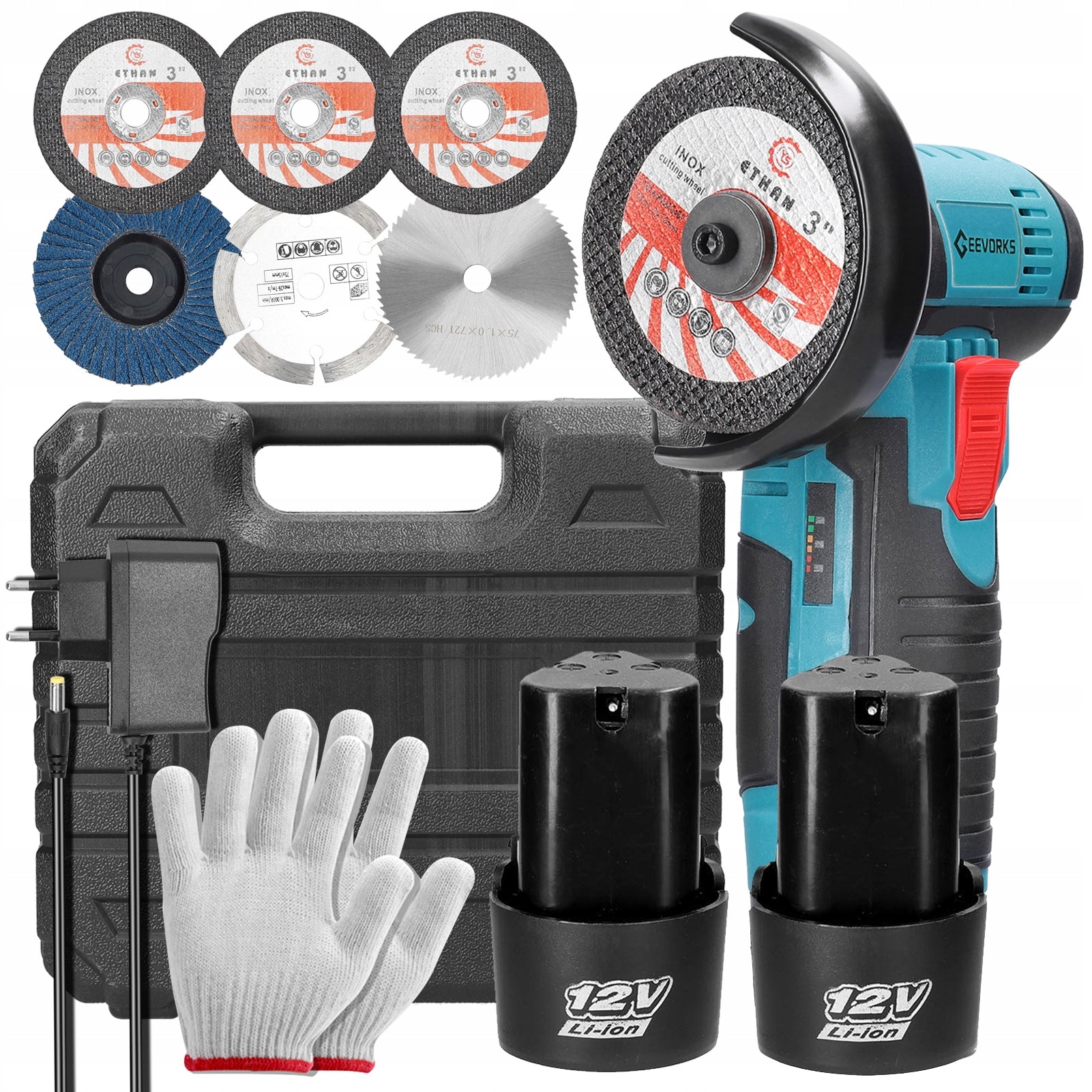 ANGLE GRINDER Geevorks 12V 19500RPPM 2 x AKU
